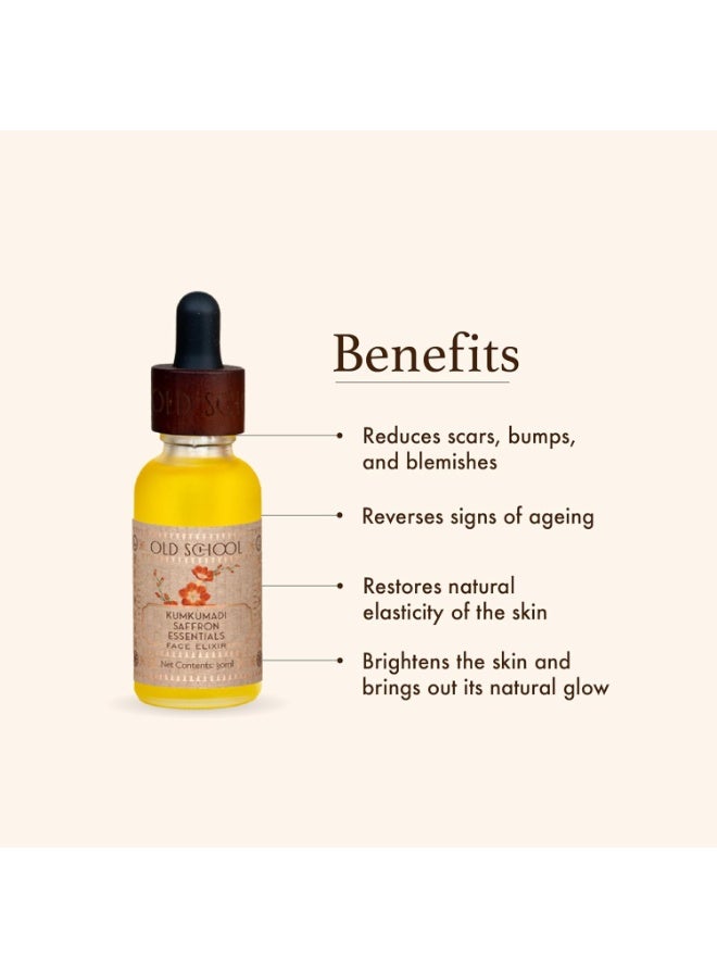 Old School Rituals Kumkumadi Saffron Face Elixir | Face Serum for Glowing Skin | Anti-Ageing Overnight Facial Oil | Brightens, Revitalizes & Fades Dark Spots | Diminishes Fine Lines, Wrinkles & Uneven Skin Tone | Saffron & Kumkumadi Oil | 30 ml | Few Drops a Night for Lasting Glow - Image 4